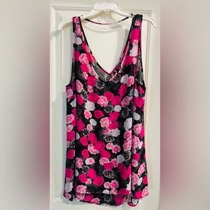 Torrid Pink Floral Tunic Tank Top V-Neck